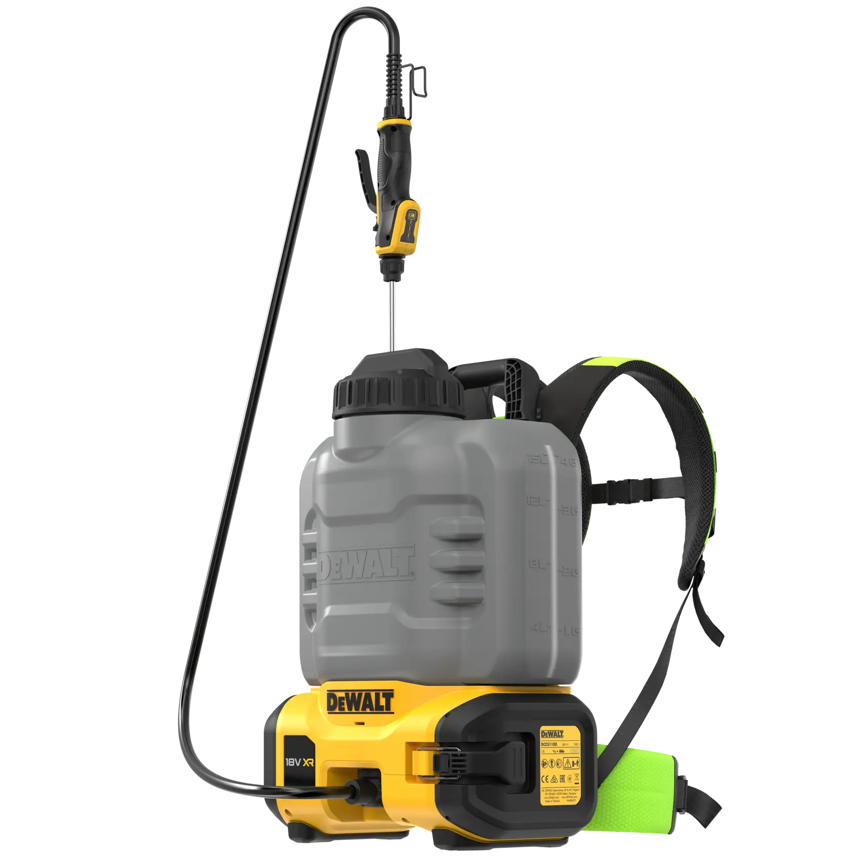 Pulvérisateur dorsal DEWALT DCCS1100N-XJ, DCCS1100N, pour la photographie, avec buse et sangles.