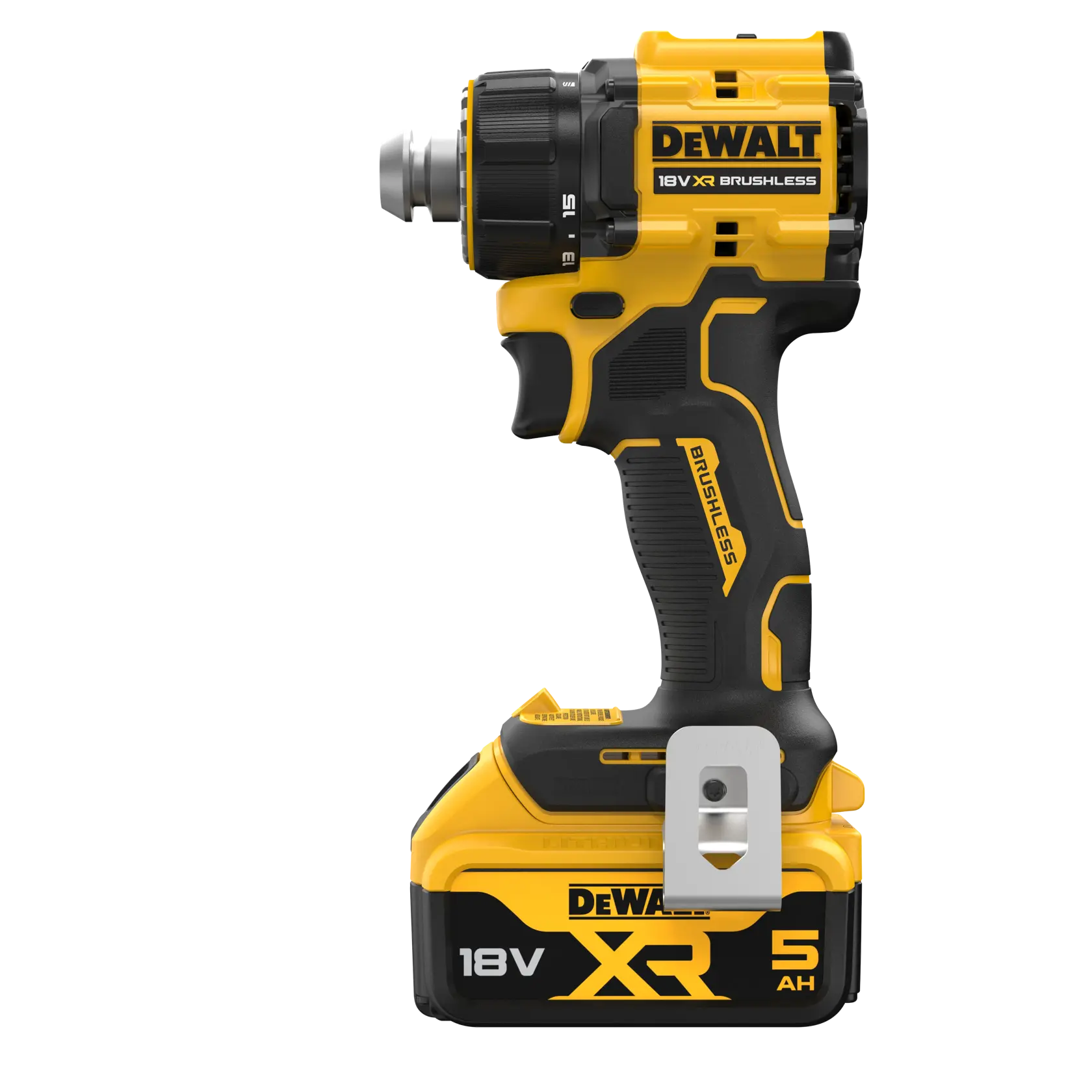 DEWALT cordless drill, SKUs DCD803P2T-QW and DCD803P2T. Photography category. 18V XR, 5Ah battery shown.