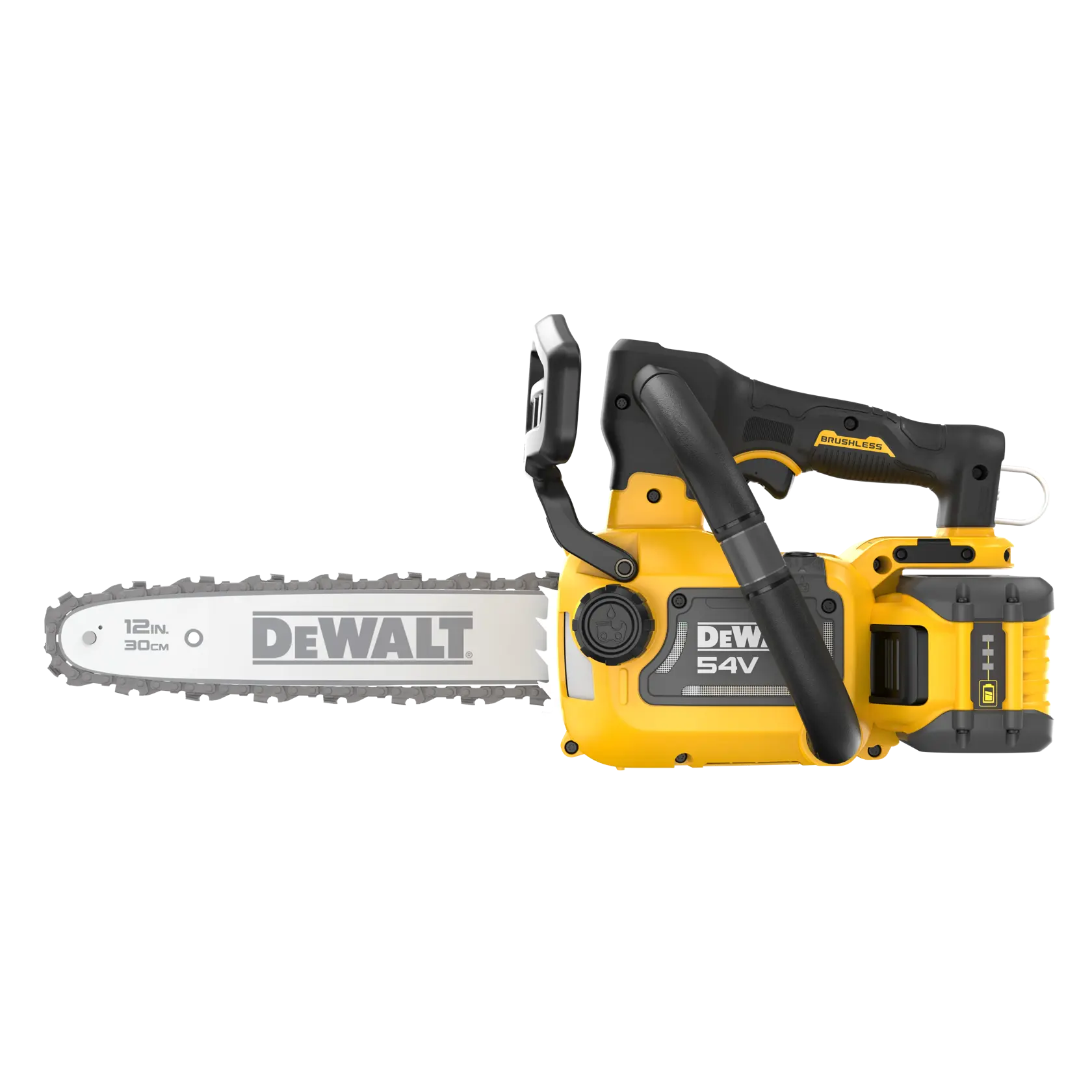 54 Volt / 9Ah Top-Handle-Akku-Kettensäge (Commercial Outdoor Solutions), 30cm Schwert (bürstenlos)