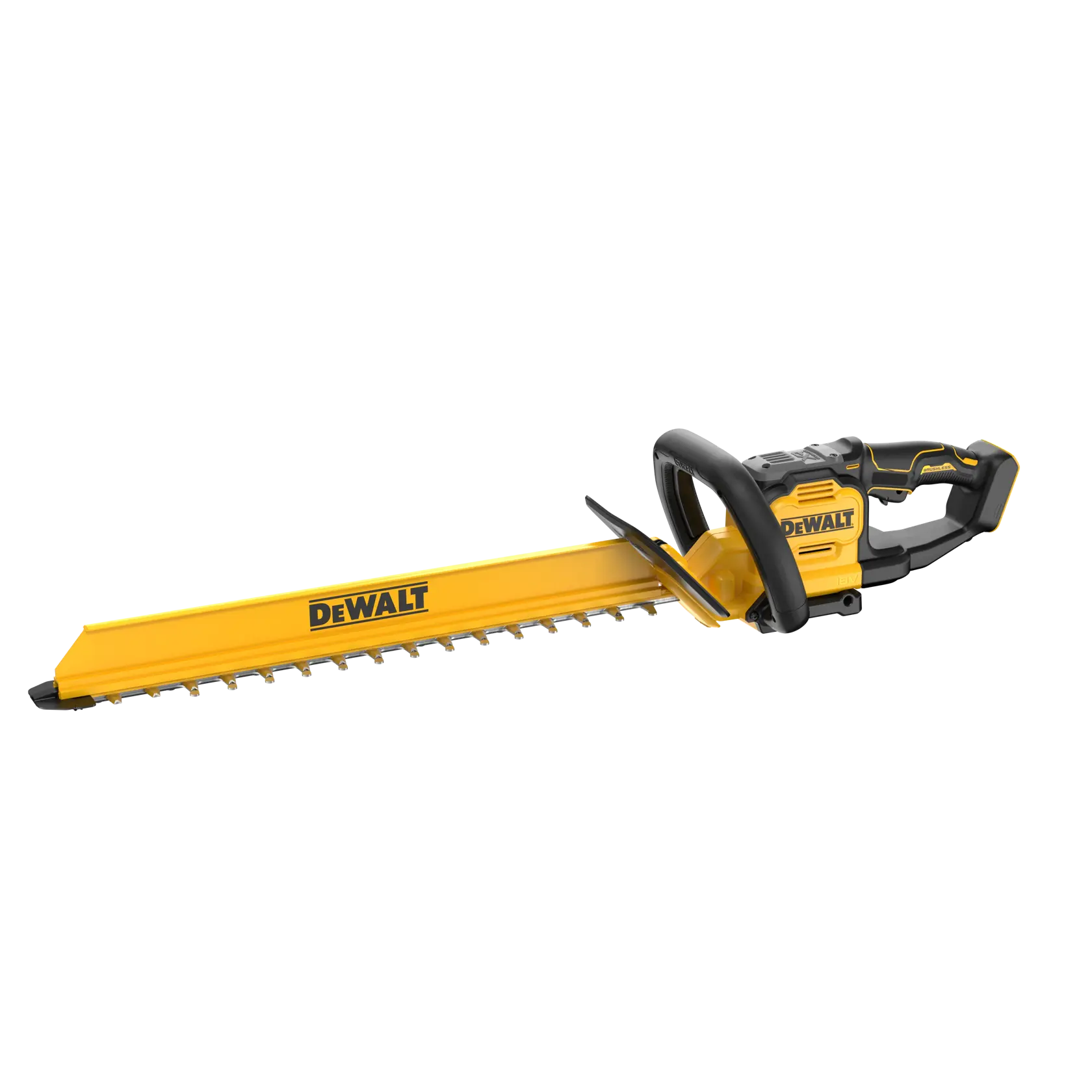 DEWALT Heckenschere gelb, SKUs DCMHT567N, DCMHT567N-XJ. Fotografieprodukt.