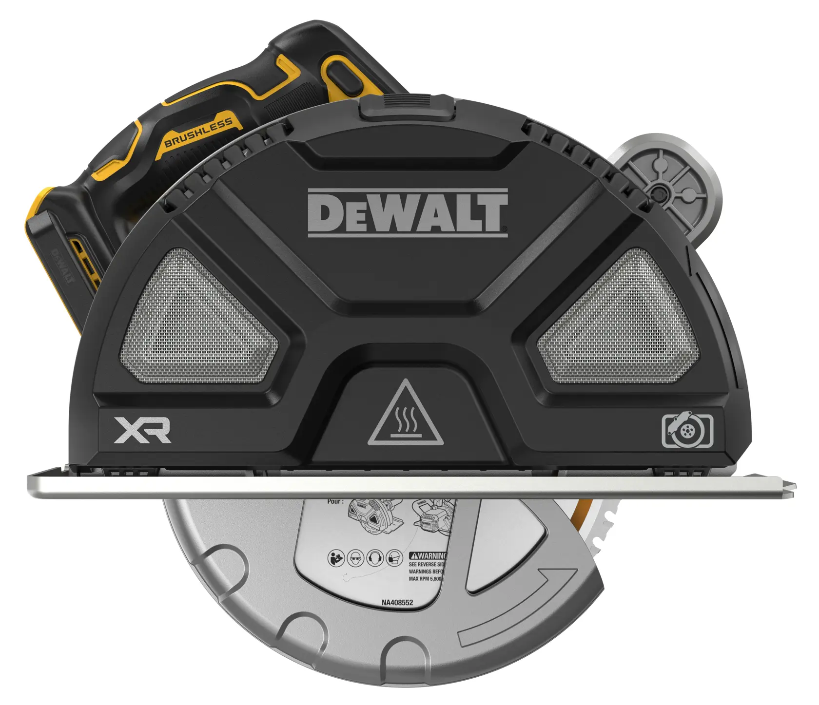 DEWALT Säge für Fotografie, Modelle DCS383N und DCS383N-XJ, mit sichtbarem Blatt und XR-Kennzeichnung.