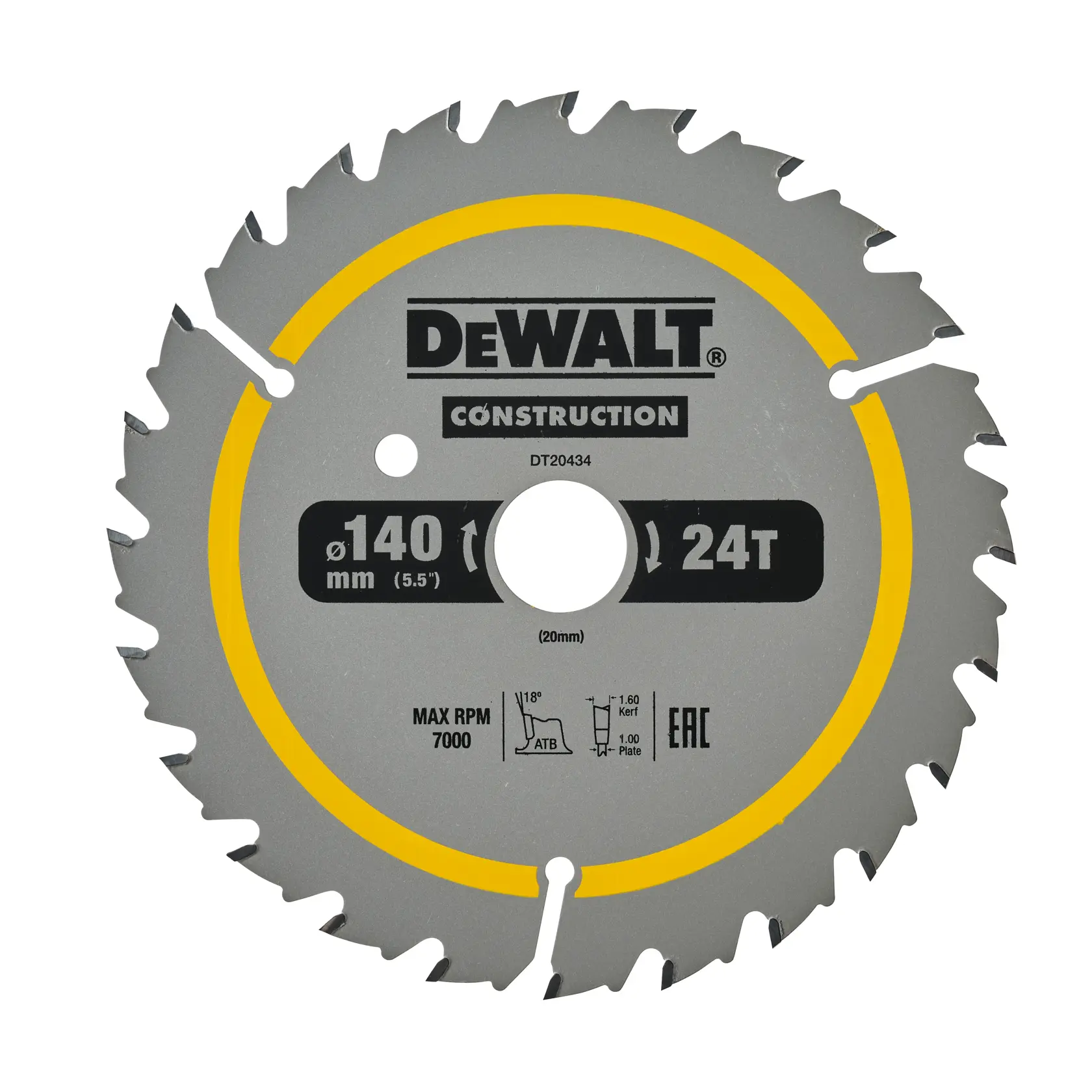 DEWALT® KONSTRUKTION 140mm x 20mm 24T Kreissägeblatt