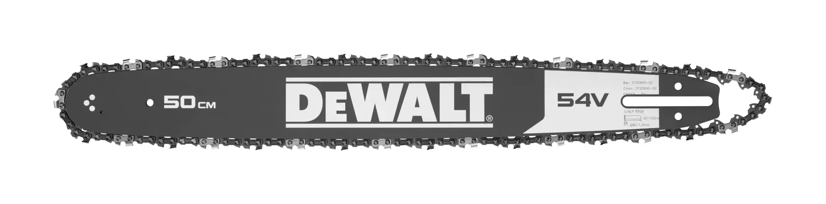 DEWALT Kettensägen-Schiene 50cm mit Kette, 54V, zum Holz schneiden.