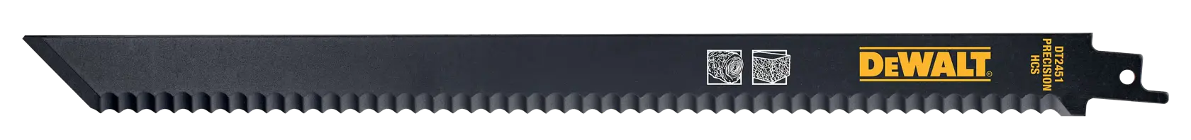 DEWALT Sägeblatt für Fotografie, SKUs DT2451, DT2451-QZ, schwarz mit scharfen Zähnen.