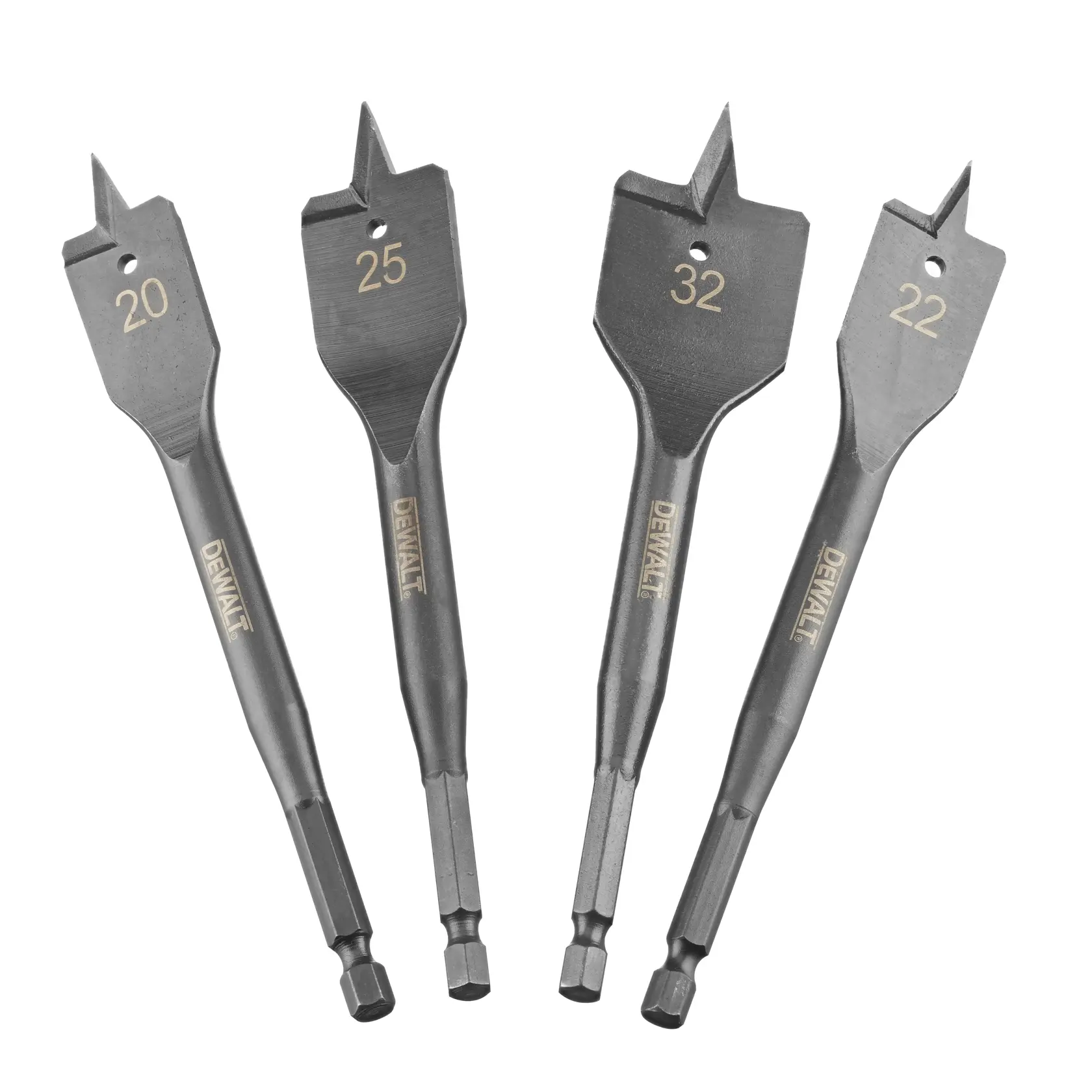 DEWALT Flachbohrer Set, Größen 20-32mm. Fotografie SKU: DT4797-QZ, DT4797.