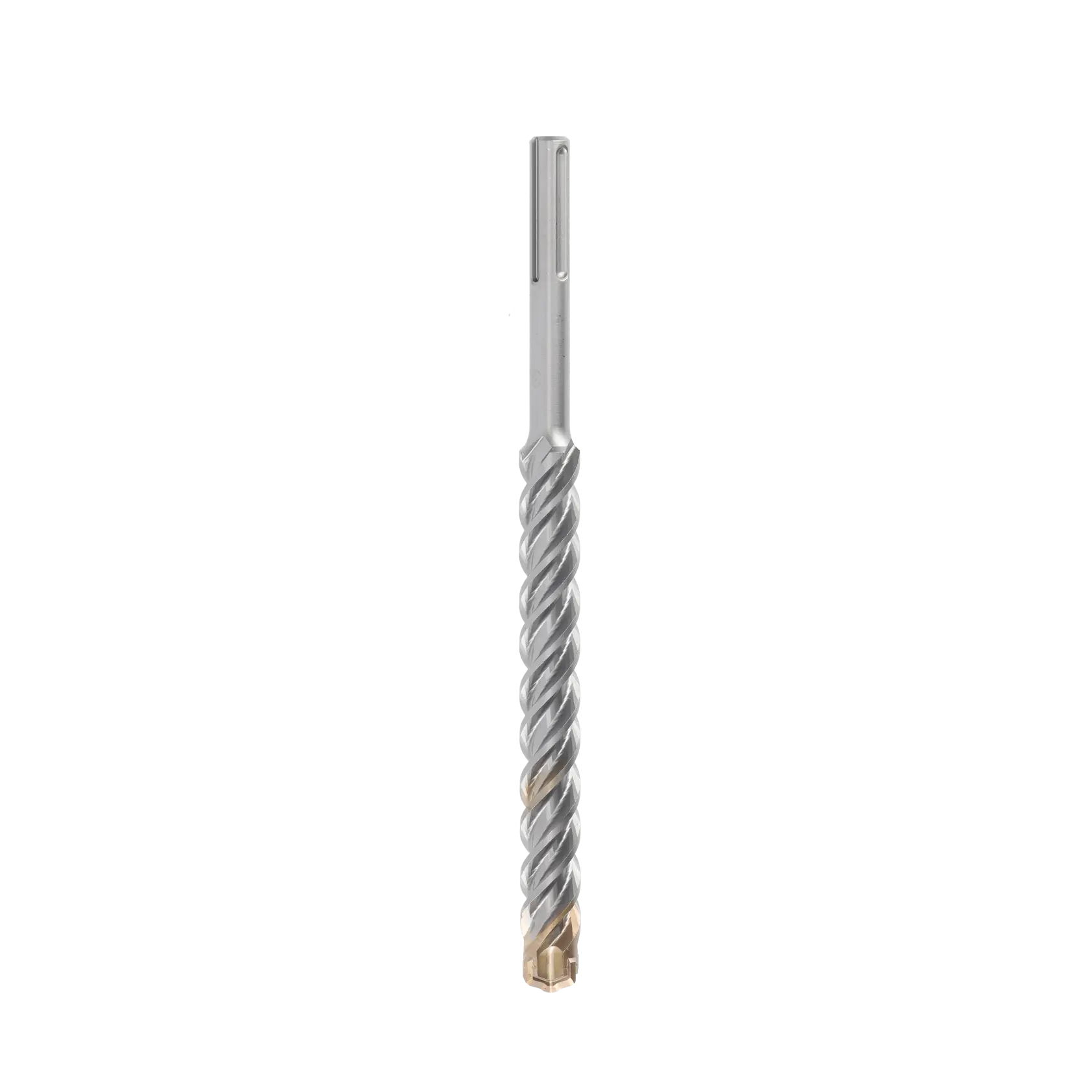 SDS-plus Spiralbohrer für Beton und Stein, silber mit goldener Spitze, geeignet für Mauerwerk.