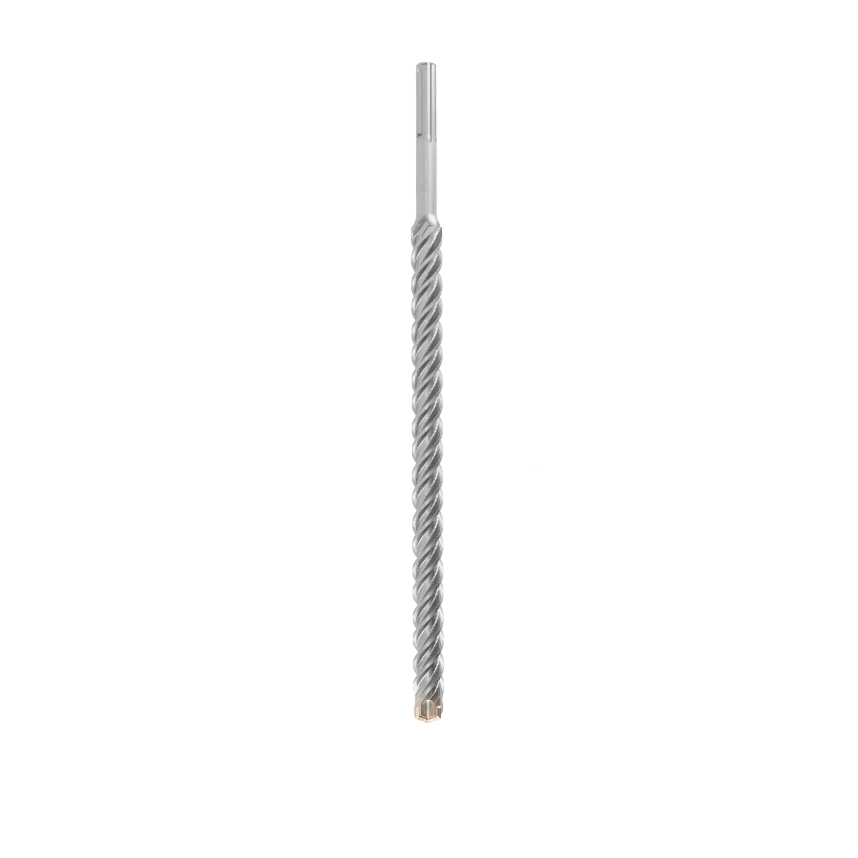 Una broca espiral DEWALT con punta metálica, aislada sobre fondo blanco.
