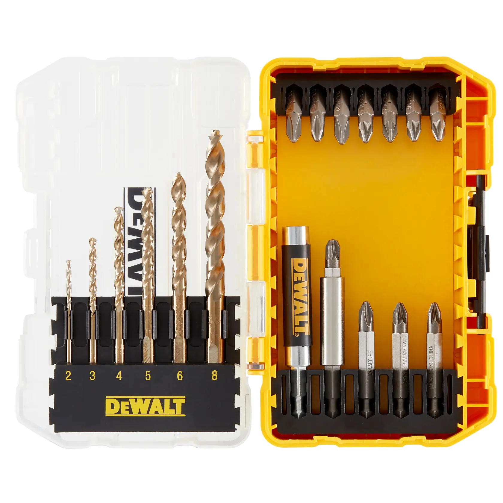 Grafik mit DEWALT XTREME Sub-Compact Series Branding und dem Slogan 'Kompakt und leistungsstark' auf gelbem Hintergrund.