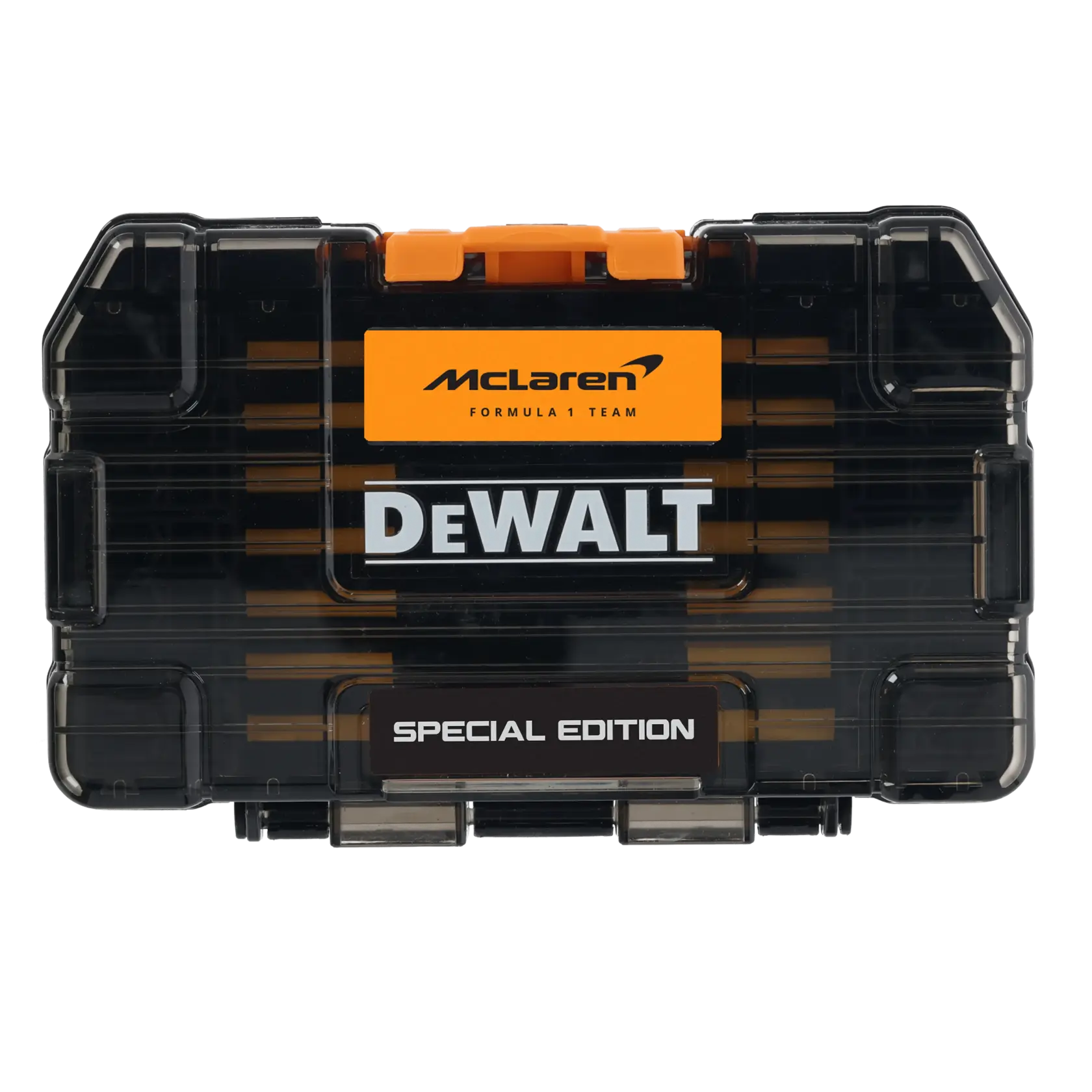 DEWALT DT70902T, DT70902T-QZ Fototasche, McLaren F1 Special Edition, schwarz mit orangefarbenen Details.
