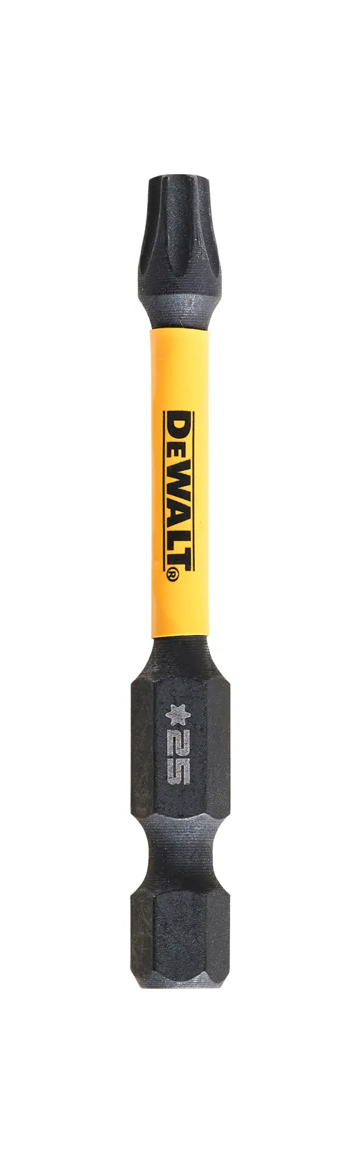 DEWALT DT7396T Schrauberbit gelb-schwarz, mit #25-Markierung, auf weißem Hintergrund.