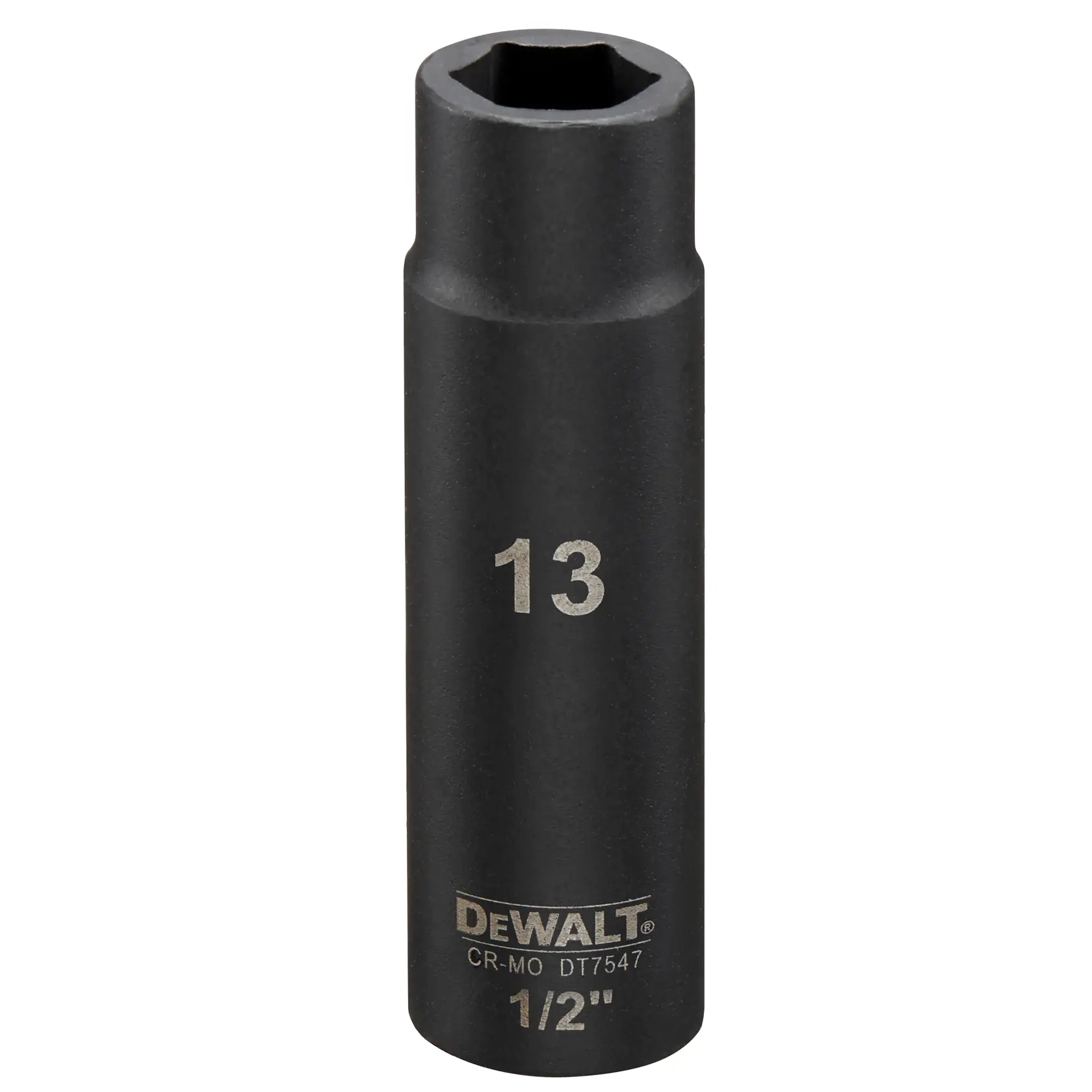 DEWALT DT7547 13mm Schlagsteckschlüssel, 1/2 Zoll Antrieb, schwarze Metalloptik.