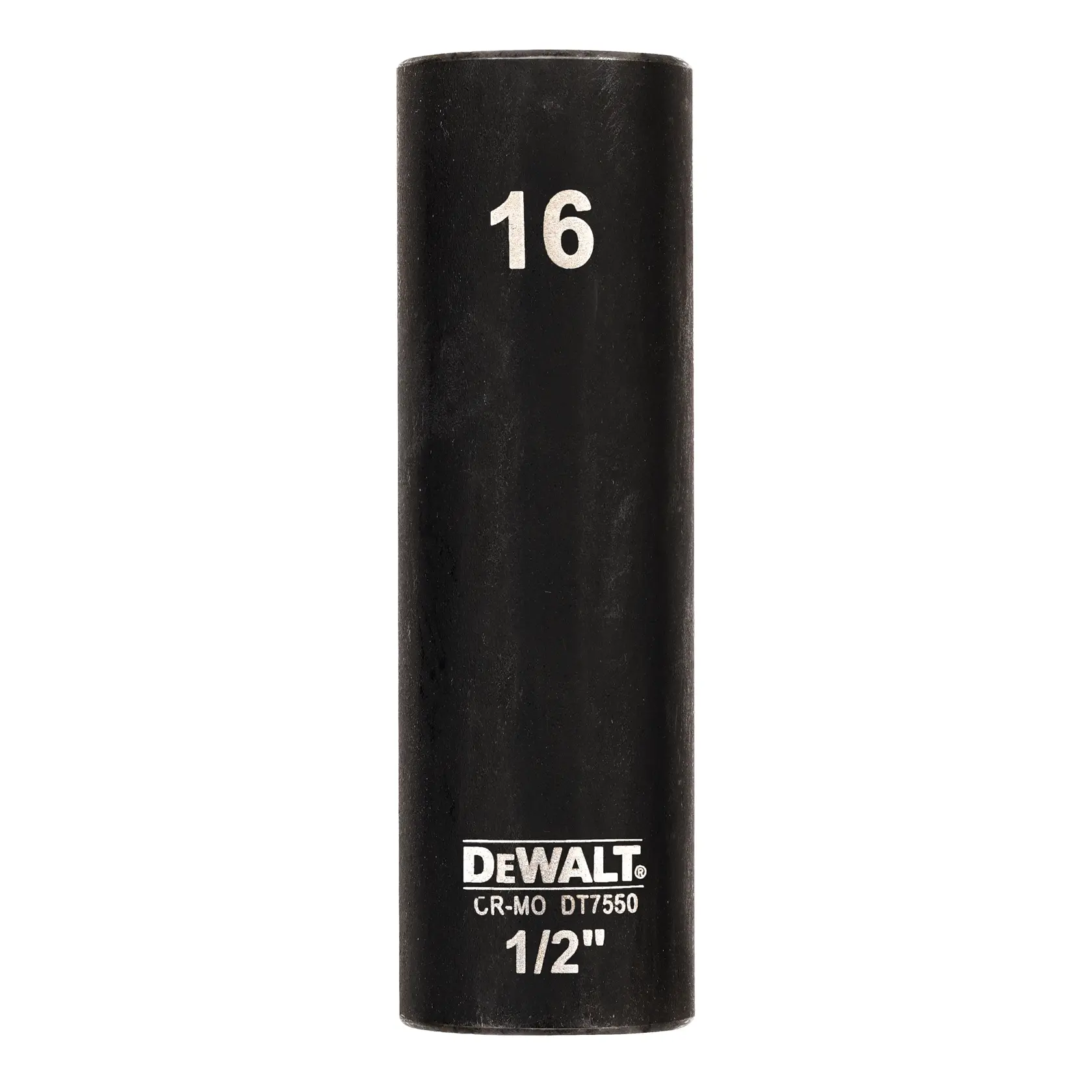 DEWALT DT7550 1/2 Zoll schwarze Schlag-Stecknuss mit Größe 16, zylindrische Form, Werkzeugzubehör.