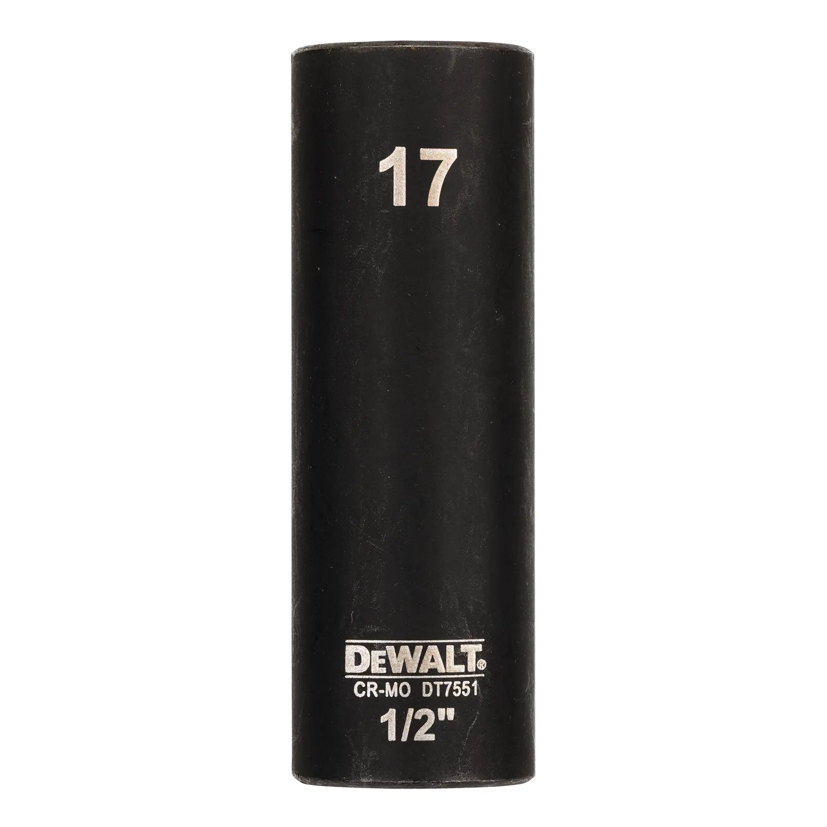 DEWALT DT7551 17 mm tiefe Schlag-Stecknuss, schwarz, 1/2 Zoll Antrieb, zylindrisch.