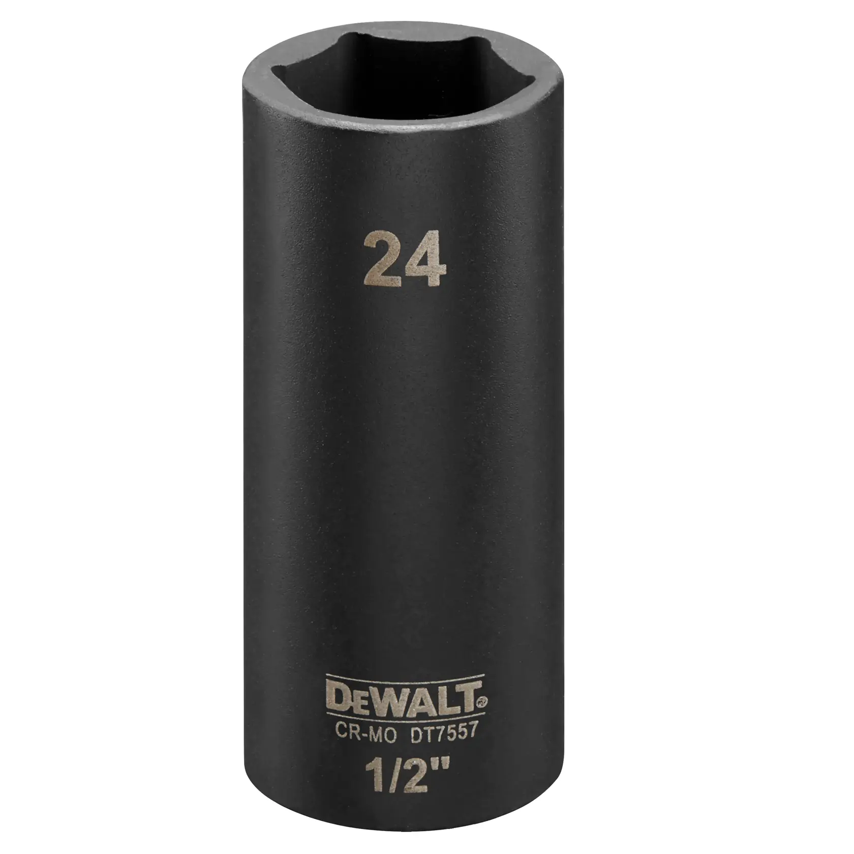 DEWALT DT7557 24mm Tiefen-Schlagschrauber-Einsatz, schwarz, 1/2 Zoll Antrieb, zylindrisch.