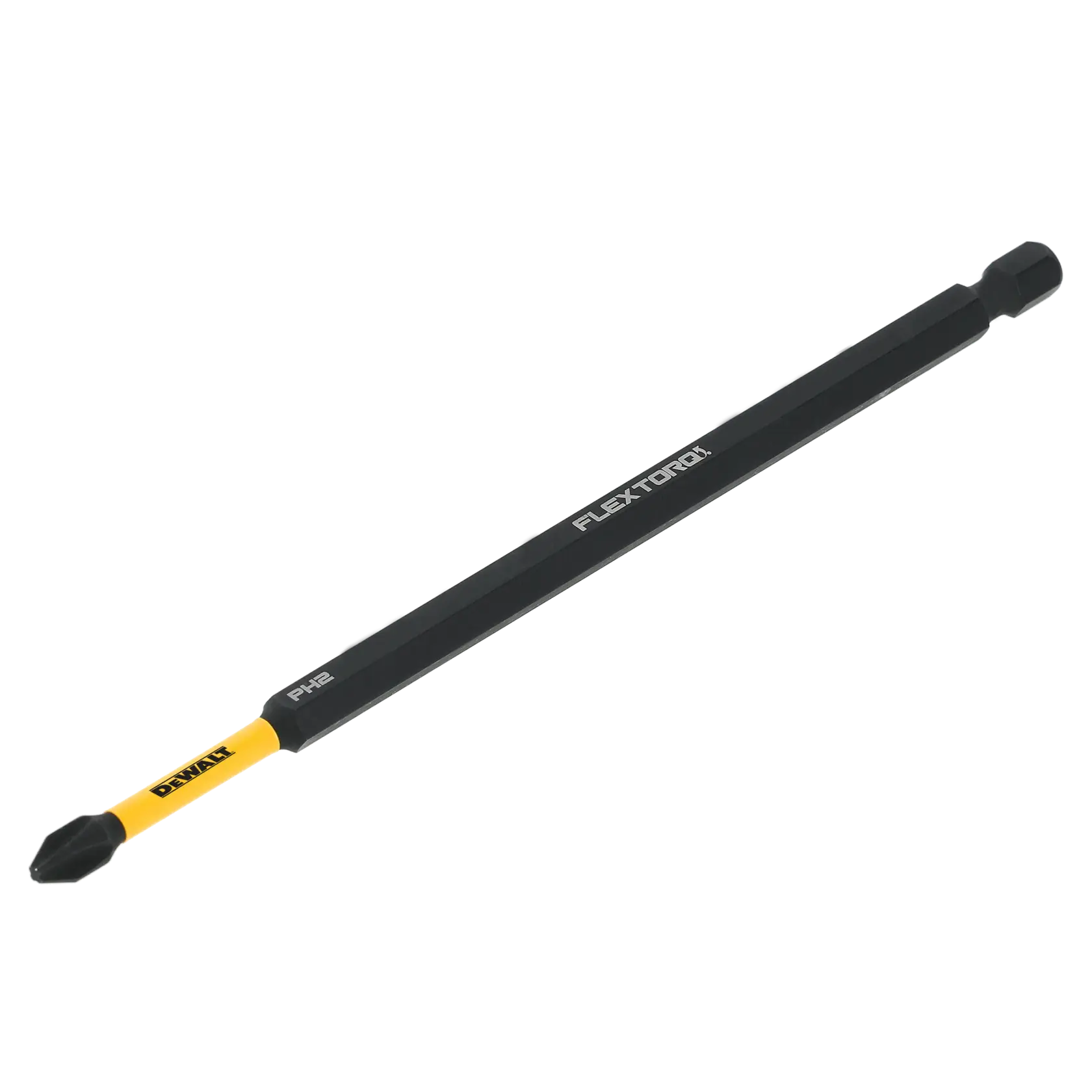 DEWALT FLEXTORQ Phillips-Schrauberbit, extra lang, schwarz und gelb, für Elektrowerkzeuge geeignet.