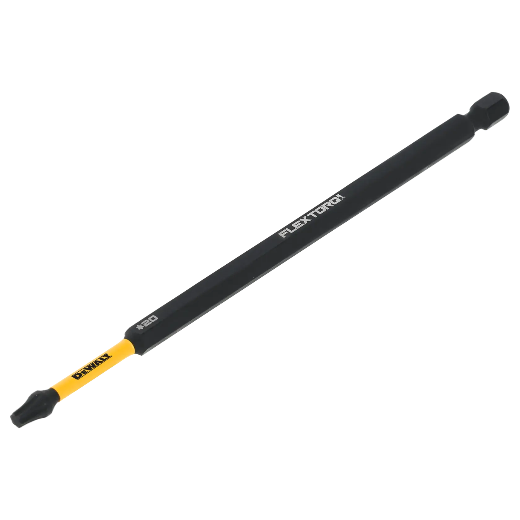 DEWALT FlexTorq Schrauberbit, lang, schwarz-gelb, Torx-Spitze, für Elektrowerkzeuge geeignet.