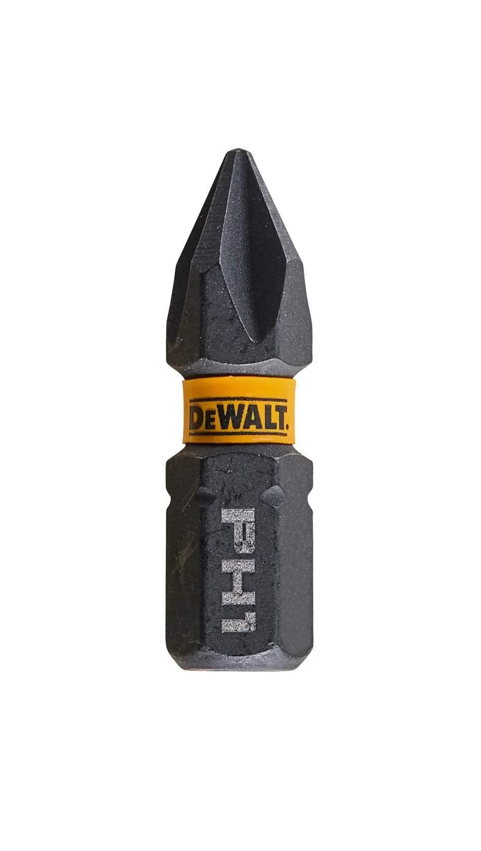 DEWALT PH1 Schrauberbit mit gelbem Band vor weißem Hintergrund.