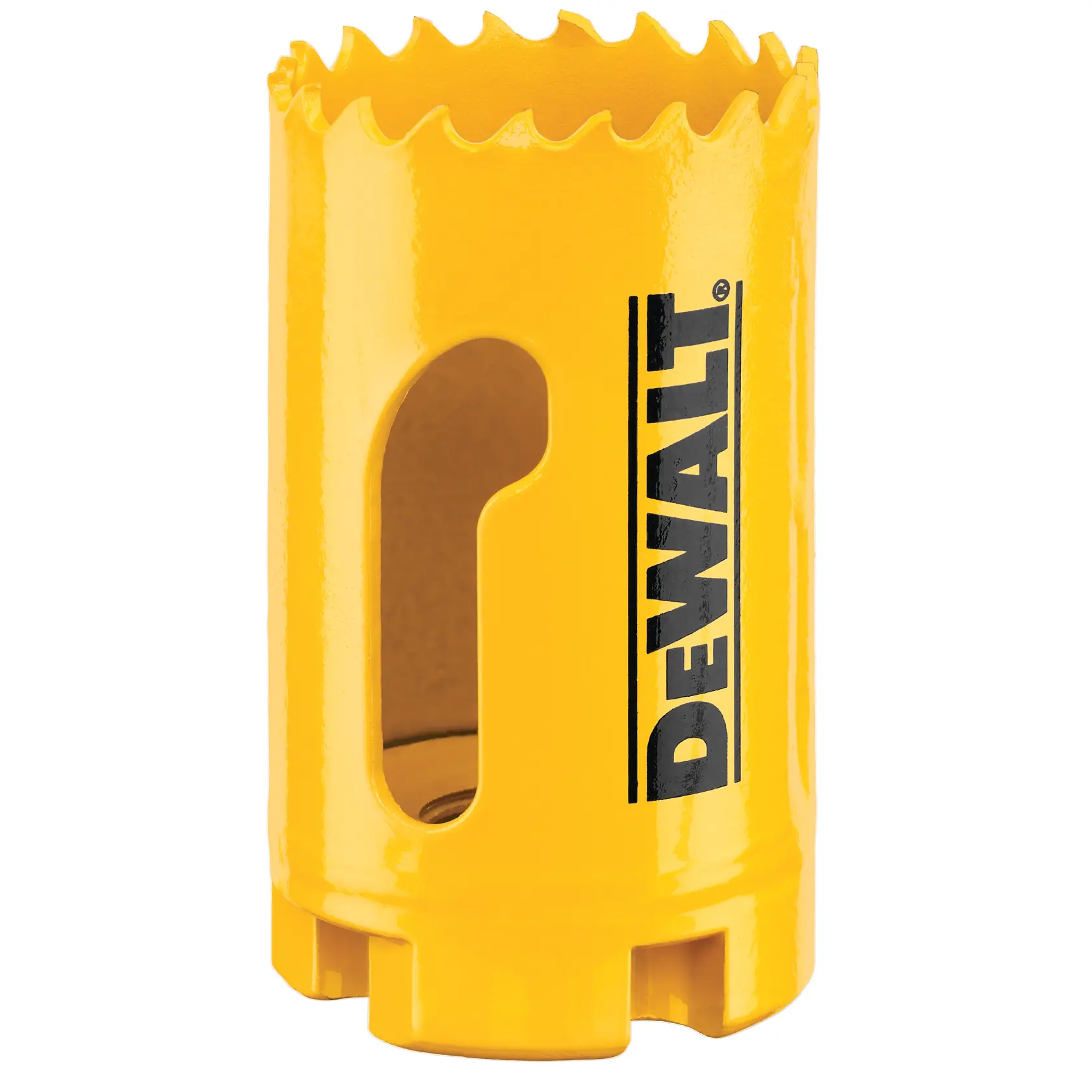 Sierra de corona DEWALT DT90309, DT90309-QZ para fotografía. Amarilla con borde dentado.