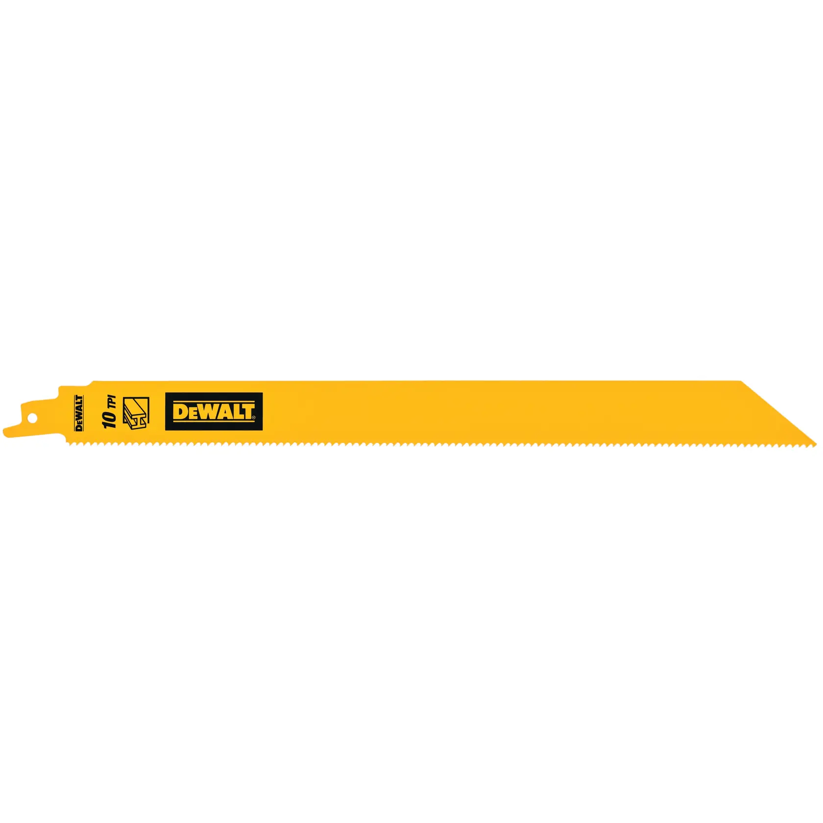 DEWALT DT90389 gelbes Sägeblatt für Säbelsägen, scharfe Zähne, 10 TPI, für Holzschnitt.
