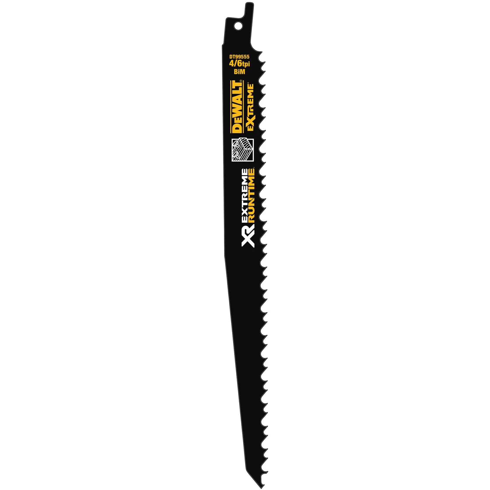 DEWALT DT99554 XR Extreme Runtime schwarzes Säbelsägeblatt mit scharfen Zähnen.