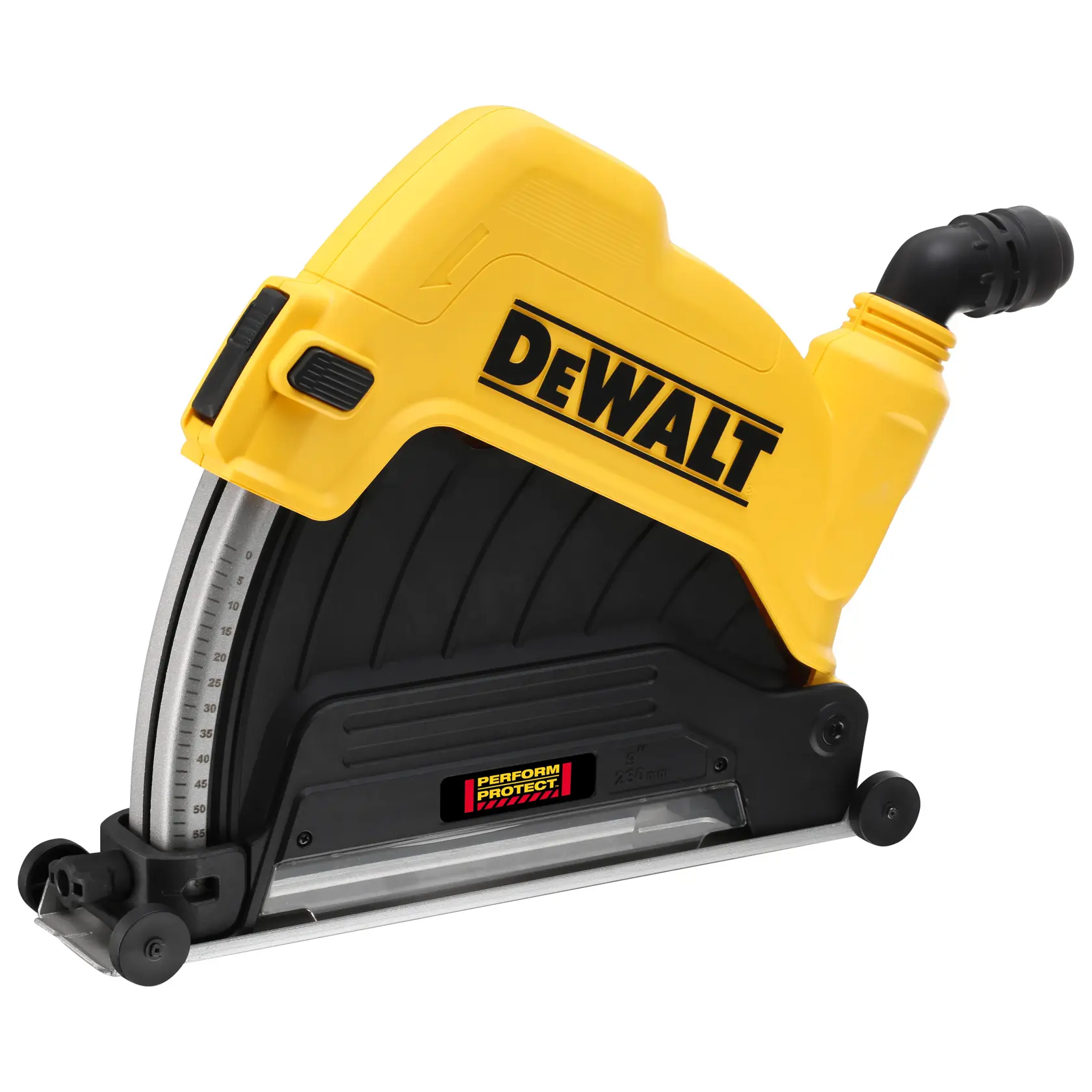 DEWALT DWE46229 gelb-schwarzes Elektrowerkzeug mit Staubabsaugung.