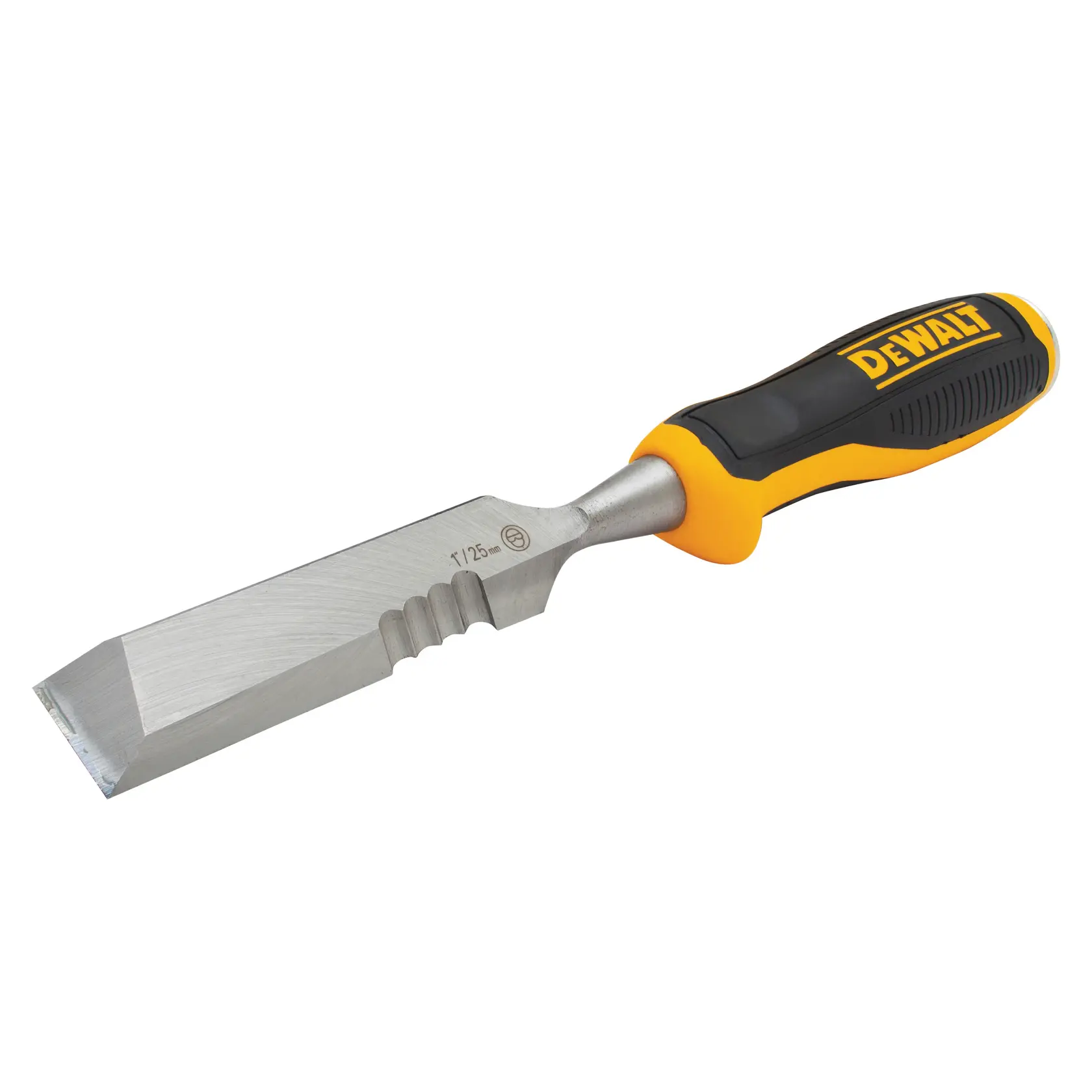 DEWALT Meißel mit schwarz-gelbem Griff und Metallklinge, ideal für Holzarbeiten.